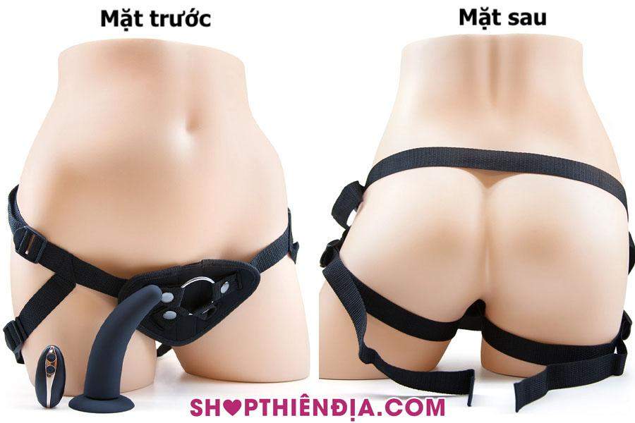 Mặt trược và mặt sau của dương vật giả đeo kiểu dây buộc